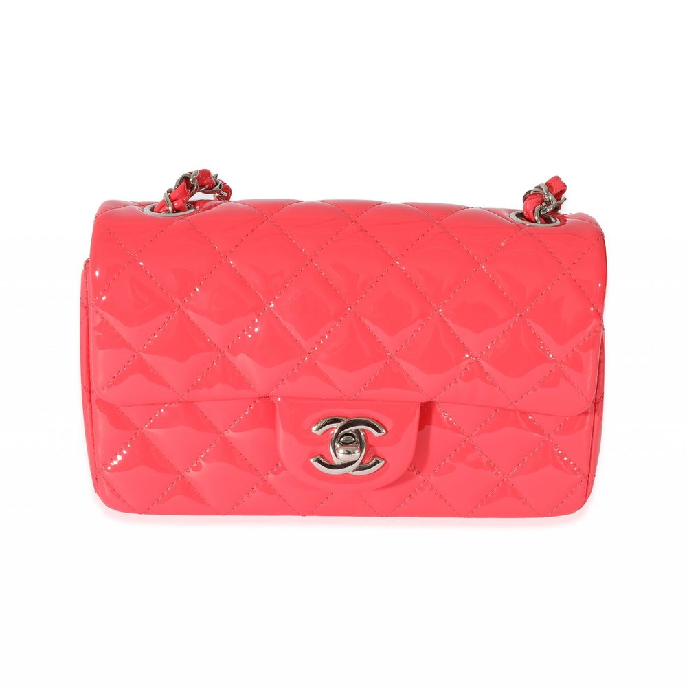 Chanel Pink Patent Rectangular Mini Flap